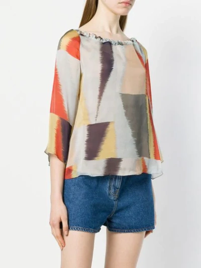 Shop Kristina Ti Printed 3/4 Sleeve Blouse In Multicolour
