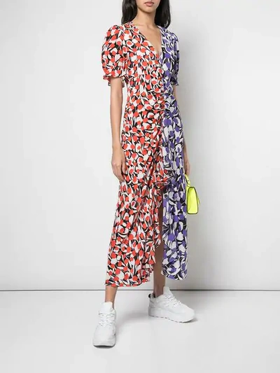 Shop Rixo London Mesh Duo-print Dress In Tulipmonoredpurple