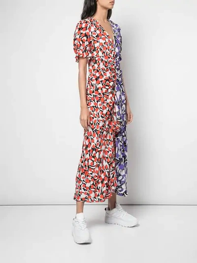 Shop Rixo London Mesh Duo-print Dress In Tulipmonoredpurple