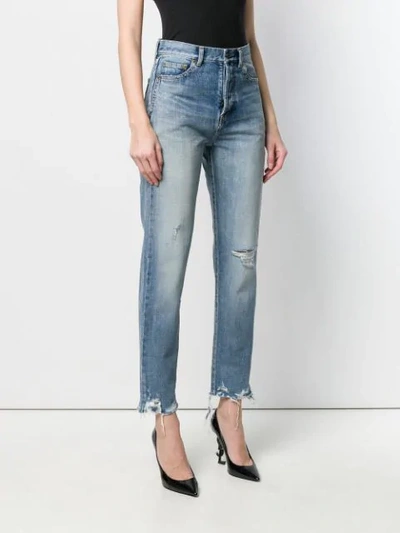 SAINT LAURENT DISTRESSED BOYFRIEND JEANS - 蓝色