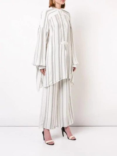 PROENZA SCHOULER 绉纱条纹衬衫 - 白色
