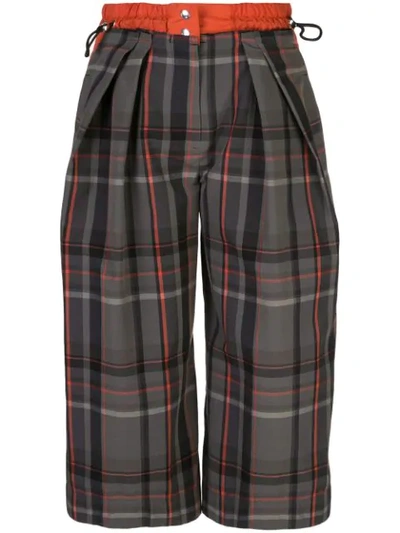 Shop Sacai Cropped Checked Trousers - Grey