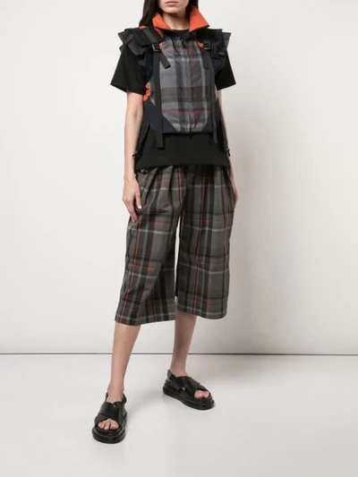 Shop Sacai Cropped Checked Trousers - Grey