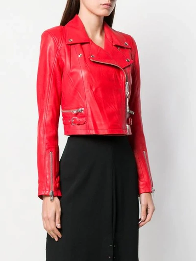 Shop Sword 6.6.44 Cropped Biker Jacket In Red