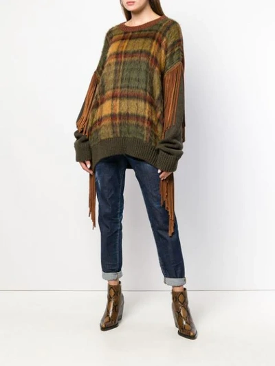 Shop Dsquared2 Tassel-trimmed Checked Jumper In Green