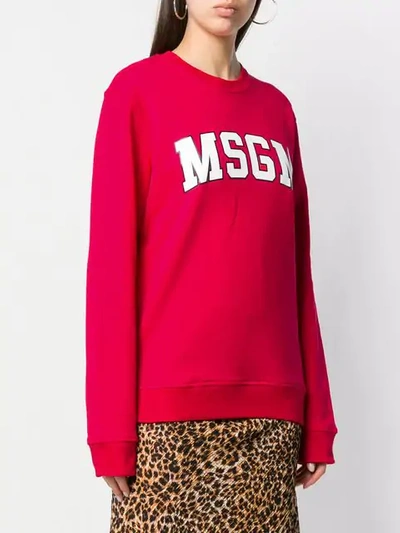 Shop Msgm College Logo Sweatshirt In Red