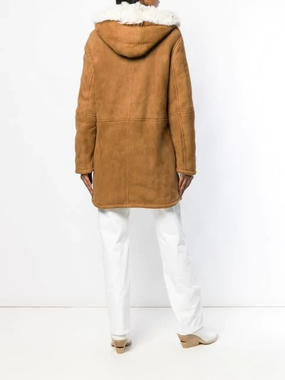 Shop Saint Laurent Parka Coat In Brown