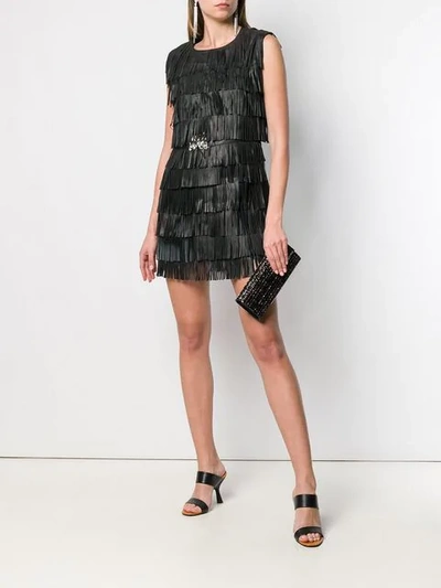 Shop Cavalli Class Fringed Mini Dress In Black