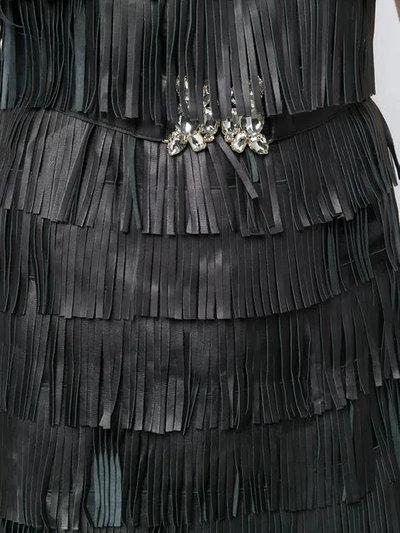 Shop Cavalli Class Fringed Mini Dress In Black