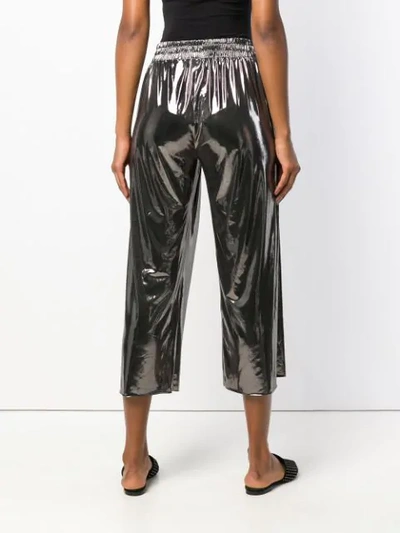 Shop Norma Kamali Metallic Cropped Trousers