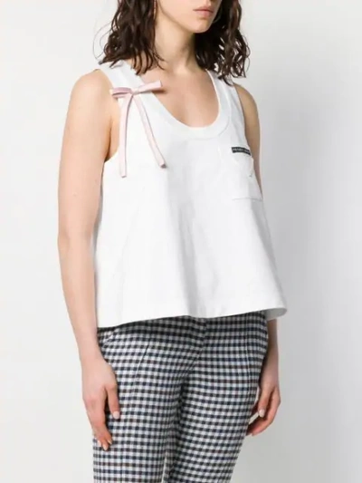 Shop Prada Bow Detail Top In White