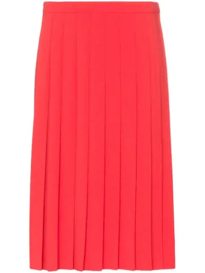 Shop Burberry Farrah Pleated Midi Skirt In Red