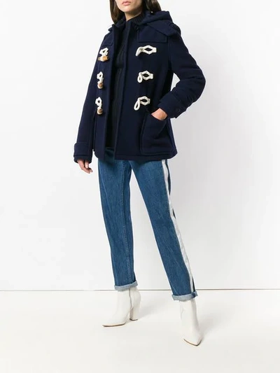 Shop Jw Anderson Hooded Duffle Coat In Blue