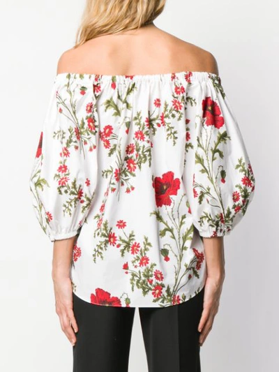 ALEXANDER MCQUEEN POPPYFIELD PRINT BLOUSE - 白色