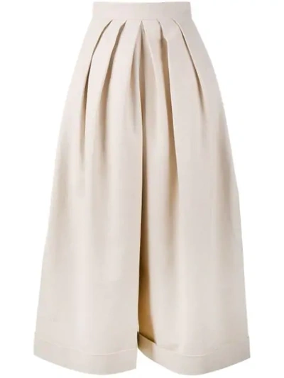 Shop Delpozo Cropped Pleated Trousers In Neutrals