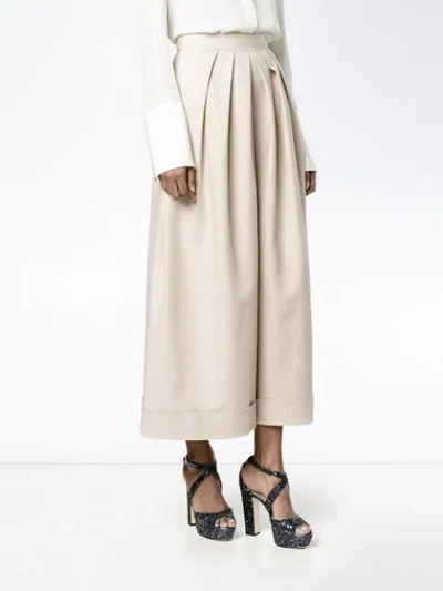 Shop Delpozo Cropped Pleated Trousers In Neutrals