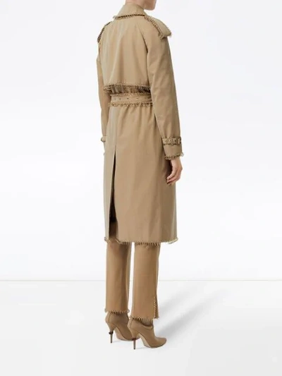 Shop Burberry Ring Pierced Gabardine Trench Coat In Neutrals