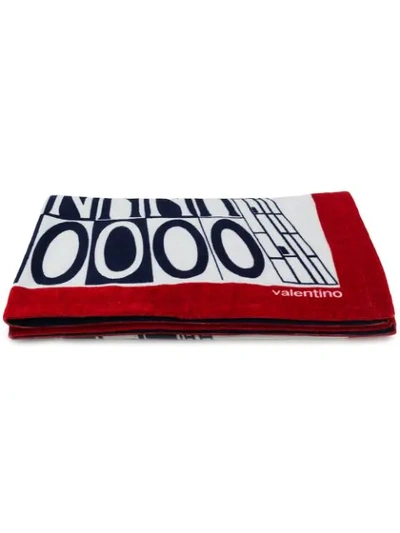 Shop Valentino Printed Beach Towel In Red