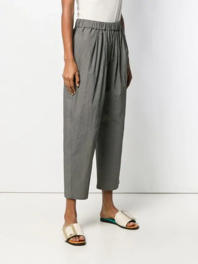 Shop Apuntob Cropped Elasticated Trousers - Green