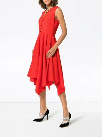 Shop Adeam Handkerchief Hem Wool Dress In Red