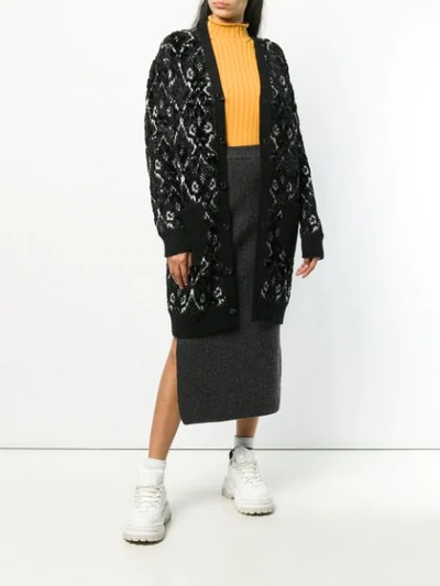 Shop Junya Watanabe Chunky Knit Cardigan In Black
