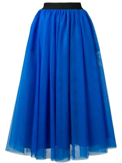 Shop Msgm Tulle Midi Skirt In Blue