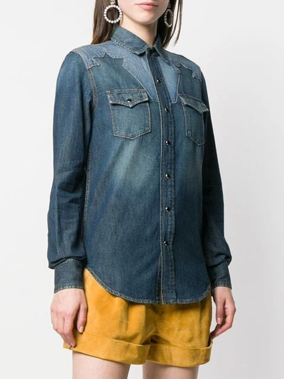 SAINT LAURENT WESTERN-STYLE DENIM SHIRT - 蓝色