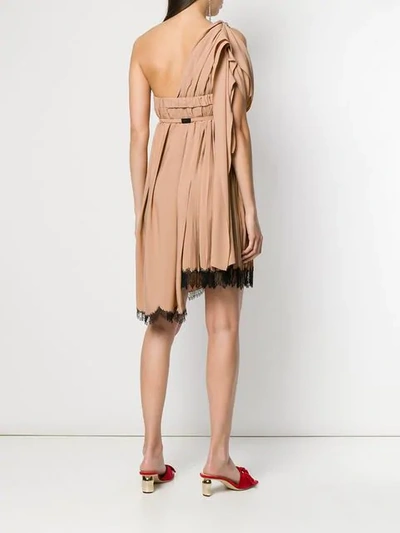 Shop N°21 Draped One-shoulder Mini Dress In Neutrals