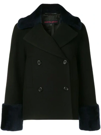 Shop Martin Grant Double-breasted Shearling Coat In Black