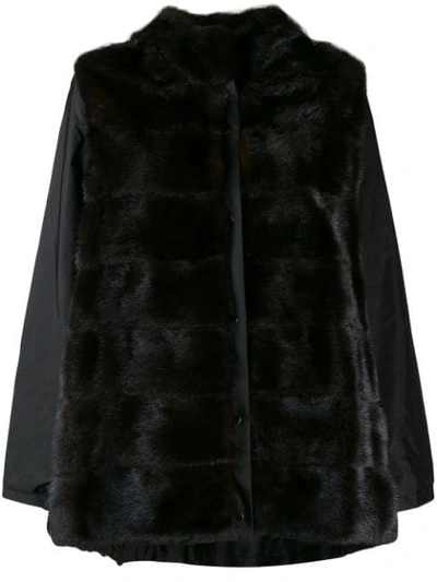 Shop Simonetta Ravizza Long Sleeve Hooded Fur Coat In Brown