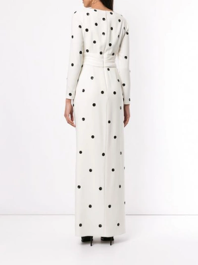 Shop Oscar De La Renta Polka Dot Long Dress In White