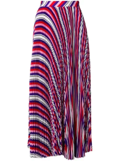 Shop Msgm Striped Pleated Skirt In Multicolour