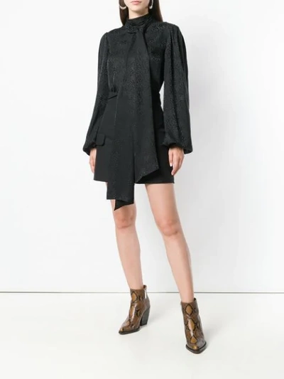 Shop Saint Laurent Neck-tied Long Sleeve Blouse In Black