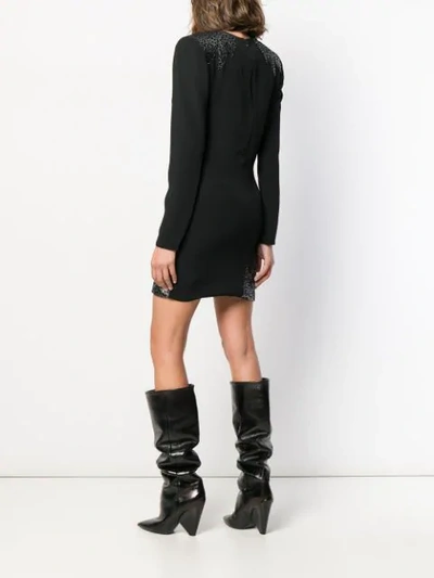 Shop Redemption Deep V Neck Mini Dress In Black