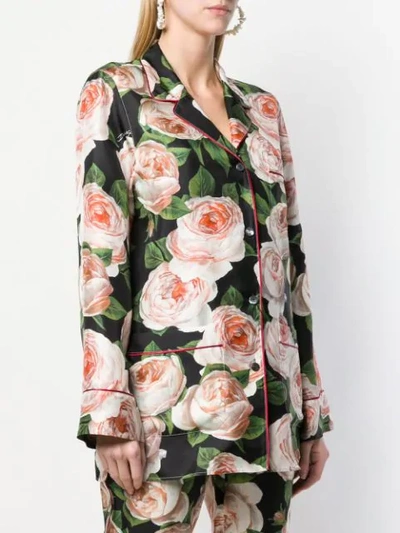 Shop Dolce & Gabbana Rose Print Blouse In Black