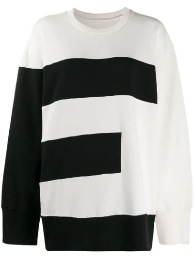 Shop Mm6 Maison Margiela Letter Sweatshirt In 101 Black & White