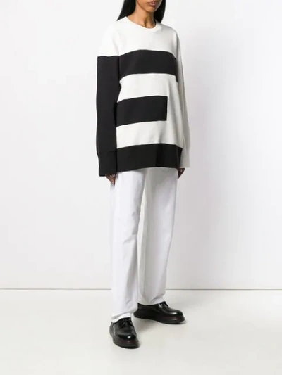 Shop Mm6 Maison Margiela Letter Sweatshirt In 101 Black & White