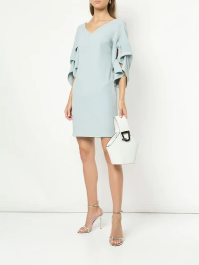 Shop Alberto Makali Ruffled Sleeve Dress - Blue