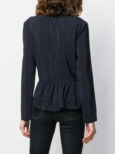 Shop Stella Mccartney Eyelet Peplum Blouse In Blue