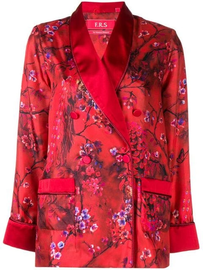 Shop F.r.s For Restless Sleepers Blossom Print Satin Shirt In Red
