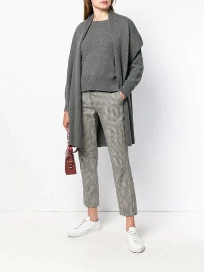 Shop Agnona Long Short Sleeve Cardigan In Grey