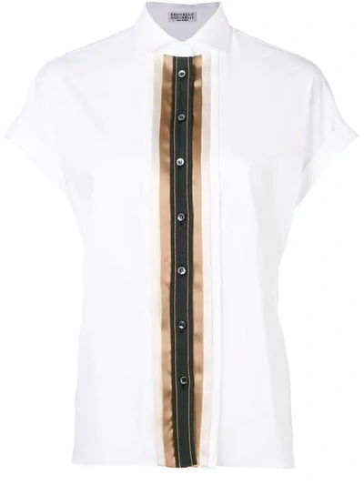 Shop Brunello Cucinelli Pleated Placket Shirt In White