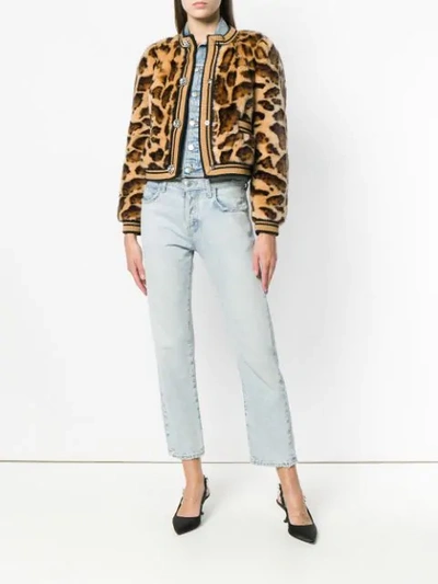 Dolce & Gabbana Faux-fur Leopard Cropped Chubby Jacket In Brown | ModeSens