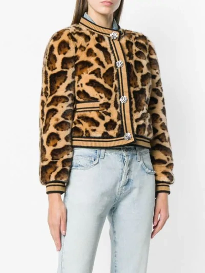 Shop Dolce & Gabbana Cropped-jacke Mit Leoparden-print - Braun In Brown