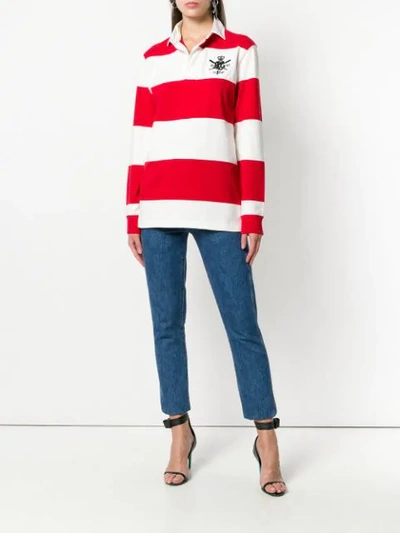Shop Polo Ralph Lauren Striped Long-sleeve Polo Top In Red
