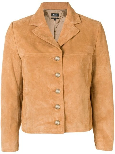 Shop Apc Cropped Jacket In Brown
