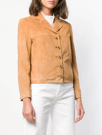 Shop Apc Cropped Jacket In Brown