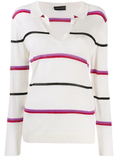 Shop Cashmere In Love Striped Polo Shirt In Neutrals
