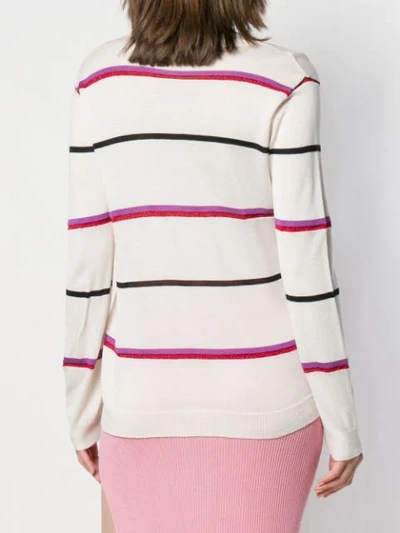 Shop Cashmere In Love Striped Polo Shirt In Neutrals