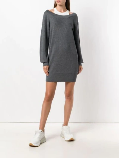Shop Alexander Wang T Double Layer Sweater Dress In 010